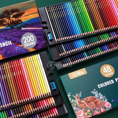 Cyogoho 200/180/150/120/72/48/24 Professional Oil Color Pencil Set Watercolor Drawing colored pencils wood colored pencils kids