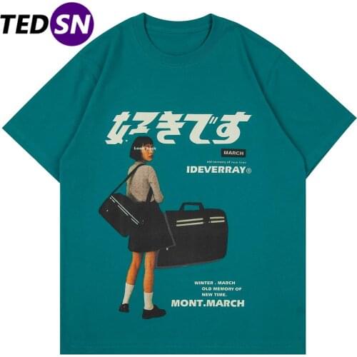 Mens Hip Hop Streetwear T-shirts Girl Japanese Kanji Print Harajuku T Shirt 2021 Summer Cotton Loose Short Sleeve Tops Unisex