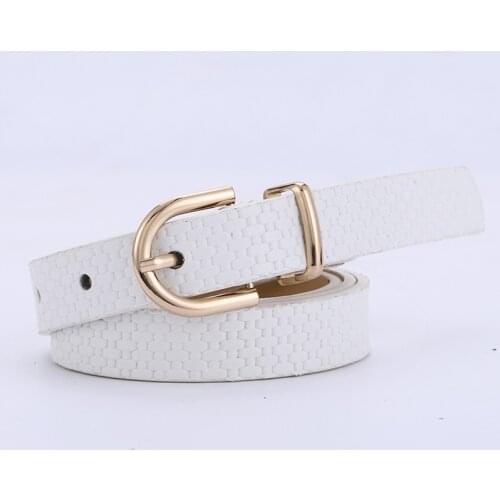 Kemeiqi Personalized Straw Mat Pattern Belt, Ladies Fashion Gold Buckle Decorative Dress Belt, All-match Pin Belt
