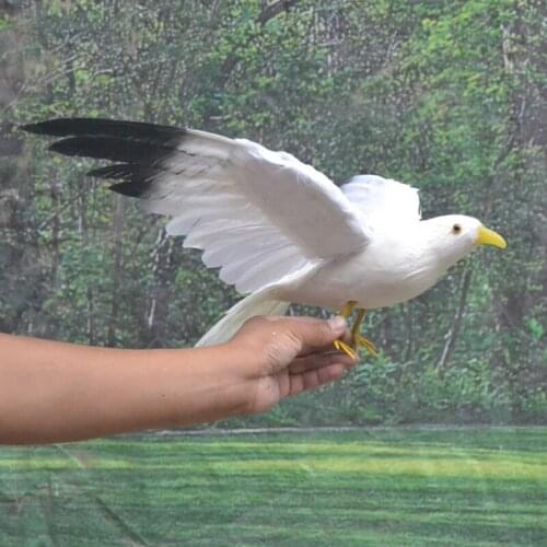 Creative simulation wings Seagull toy plastic & feather big black wings bird model about 60x32cm 1619