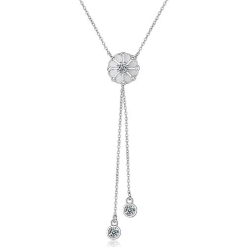 Exquisite Zircon Flower Pendant Necklace For Women Party Accessories Girls Fashion Silver 925 Necklace Female Clavicle Necklaces