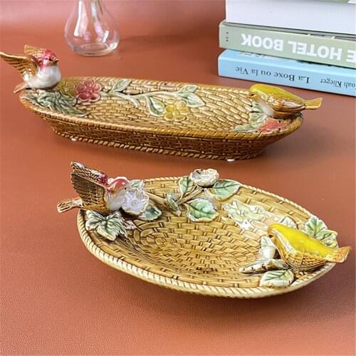 3D Bird Decor Ceramic Plate Storage Tray Living Room Desktop Decoration Crafts Soap Box Home Decor Accessories