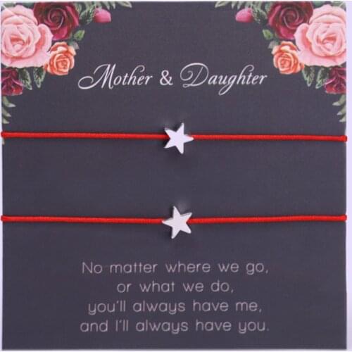 A SET- Mother Daughter Star Heart Adjustable Bracelets Love Compass Charms Women Girls Jewelry Christmas Gift