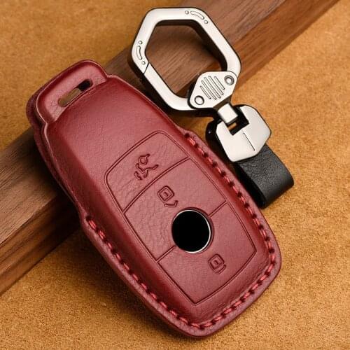 Leather Car Key Cover Case Shell Bag Protect Key Ring for Mercedes Benz 2017 E Class W213 2018 S class Accessories Covers