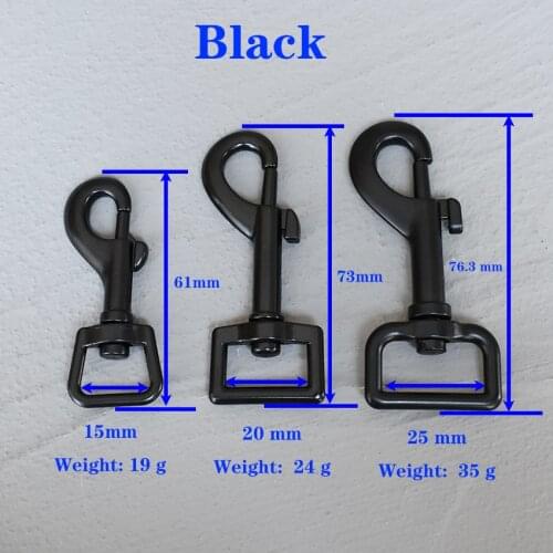 1 Pcs 15/20/25mm Metal Snap Hook Leather Belt Strap Bag Buckles Metal Clasps Lobster Dog Collar Black Swivel Trigger Clips