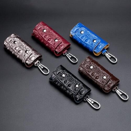 Men Car Key Wallets Housekeeper Crocodile pattern Genuine Leather Key Holder Organizer Key Case Large Capacity Small Wallet Male