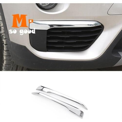 2pcs ABS Chrome Car Front Head Fog Light Lamp Cover Trim For BMW X1 F48 2016 2017 2018 2019 Exterior Molding Accessories