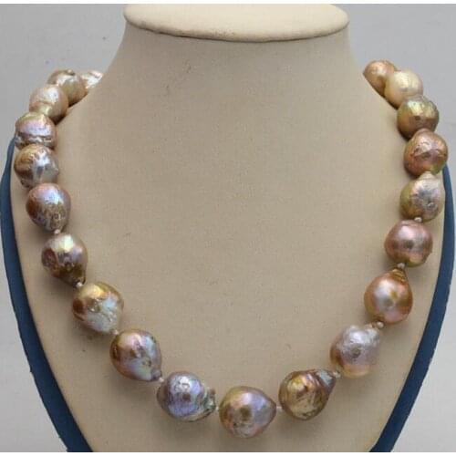 Natural 14x17mm Reborn Baroque Edison Pearl Knot Jewelry Necklace 18" AA 36"