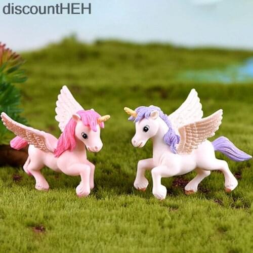 Heavenly Unicorn Horse Mythical Animal Fairy Small Statue Mini Figurine Crafts Desk Ornament Miniatures Decor Accessories
