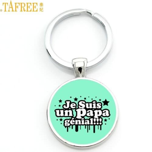 TAFREE 2017 new men keychain present for Fathers Day je suis un papa genial pendant key chain ring holder dads gifts CT460