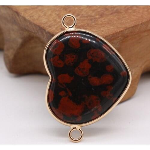 New Style Natural Stone Connector Red Sakure Heart-Shaped Connector For Jewelry Making DIY Necklace Bracelet Accessory