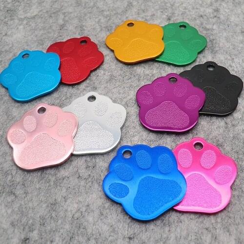 Wholesale 100Pcs Paw Pet Dog ID Tags Name Blank Dog Tags Pendant Customized Logo Name Laser Personalized Engraving Text Plate