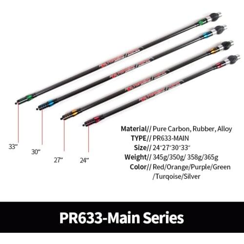 Topoint PR633 Main-Bar 24/27/30/33 Inches 3K Pure Carbon Fiber Stabilizer For Compound Bow Archery Shooting