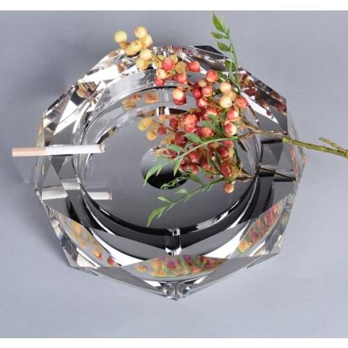 Indoor Outdoor Ash Tray Cigar Ashtrays Clear Crystal Ashtray 7009-250 for Hotel Office Tabletop Decor