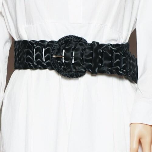 Microfiber Leather Waist Belt Women High Quality Weaving Leather Adjustable Waistband Grey White Wide Corset Strap Durable Belt