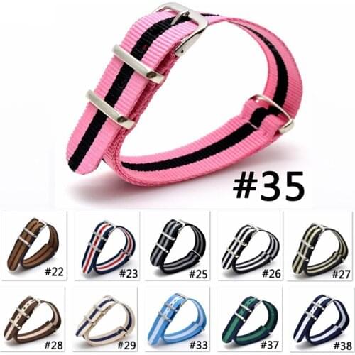 16mm 18mm 20mm Nato Army Sport Woven Nylon Strap Substitute DW Watchband Military Canvas Wristband 20mm Silver Buckle Belt