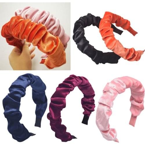 Handmade Velvet Wide Headband Women Girls Thick Head Band Solid Hair Hairbands Ladies Fashion Headwear Hair Accessories