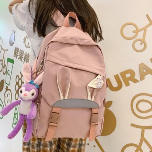 RUIQIA Women Fashion Backpack Nylon Bookbag for Teenage Girl Kawaii School Bag Cute Shoulder Mochila Waterproof Like Rucksack 56