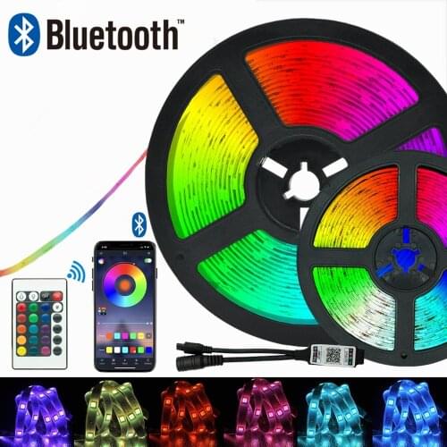 LED Strip Light Bluetooth RGB 2835 Flexible Lamp Tape Ribbon With Diode DC EU power supply 12V 7.5M 32.8ft Holiday Xmas New Year