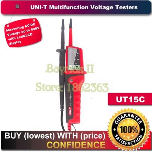 UNI-T UT15C Waterproof VoltStick Digital LCD DC/AC 12V~690V Voltage Tester