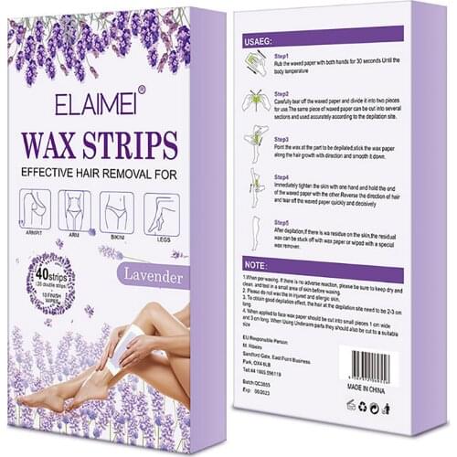 40Pcs/lot Hair Removal Wax Strips Natural Plant Ingredients Underarm Wax Strip Beauty Tool Leg Body Facial Hair Women Men