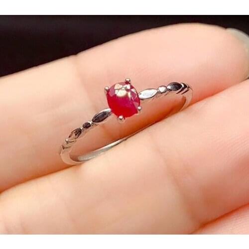CoLife Jewelry 100% Real Ruby Silver Ring for Daily Wear 4mm*5mm Natural Ruby Ring 925 Silver Ruby Engagement Ring