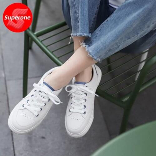 Superone New Women Sneakers Cow Leather Lace Up Shoes Women Fashion Casual Spring Shoes Women Footwear Size 335-39