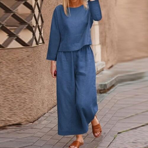 Spring Female Sets Cotton Linen Two Piece Shirt And Straight Pants Women Sets Top Shirt Trousers Casual Outfits Vintage Suits