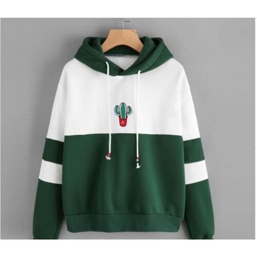 Women Long Sleeve Pullover Hooded cactus printed Sweatshirt Casual hoody cactus hoodies sweatshirt for women plus size S to XXL