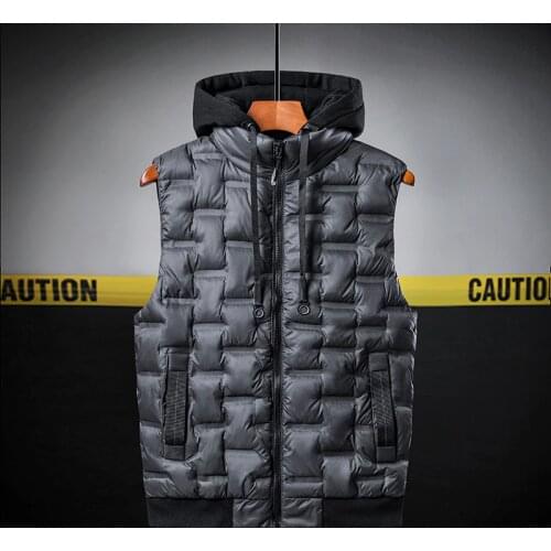 Vest Men Jacket New Autumn winter male Hooded jacket Warm Sleeveless Jacket Waistcoat Solid Mens Vest Fashion Casual Coats Mens