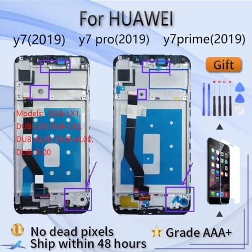 For Huawei Y7 2019 Y7 Pro 2019 Y7 Prime 2019 DUB-LX1 LX3 LX2 AL20 AL00 TL00 LCD screen assembly with front case touch glass