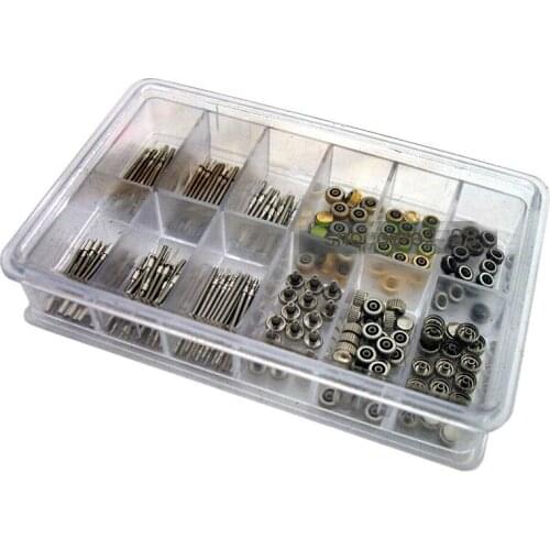 144 PCS Watch Stem + Watch Crown Parts Box Set for Ladies and Quartz Watches