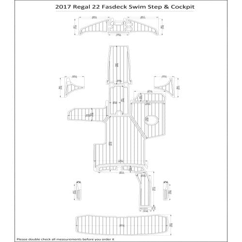 2017 Regal 22 Fasdeck Swim Step & Cockpit Pad Boat EVA Teak Decking 1/4" 6mm