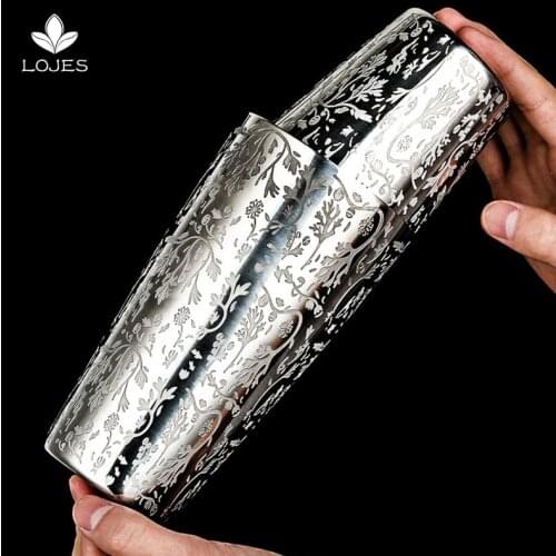 500ml/800ml Creative Engraving Shaker 304 Stainless Steel Cocktail Shaker Bar Shaker Boston Shaker Bar tool