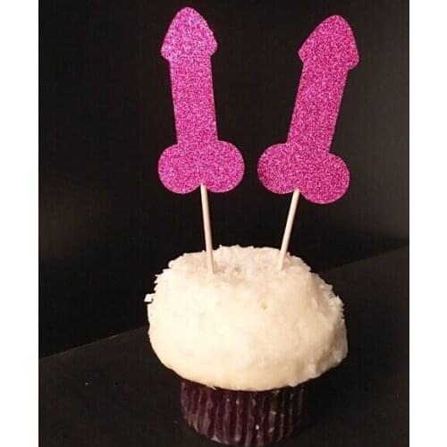 Glitter fushia arrows wedding cupcake Toppers bride baby shower birthday party cake decorations food picks supplies