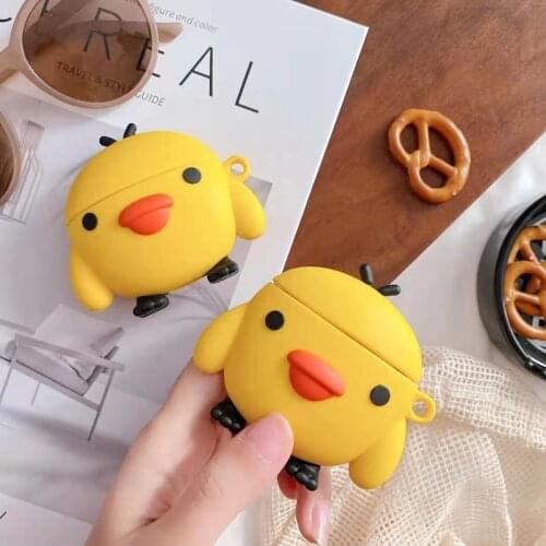 For AirPods Case,3D Cute Yellow Duck Silicone Case Cover For AirPods1 2 3 Pro Protective Earphone Charging Box Cover