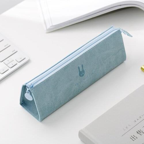 New Concise Solid Color Girls Student Pencil Case School Pencil Cases for Girl Stationery Canvas Pencil Bag Estojo Escolar korea