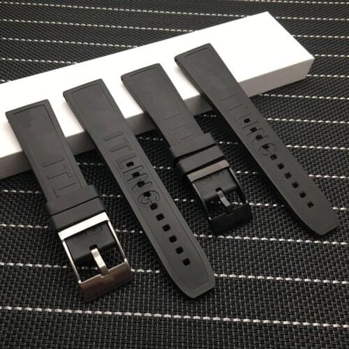 22mm 24mm Black Nature Rubber watchband Watchband Bracelet For navitimer/avenger/Breitling strap buckle logo on free tools