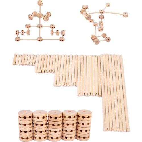 Intellectual Building Blocks DIY Wooden Construction Blocks Set Educational Enlightenment Game Kit Kids Early Education Toy