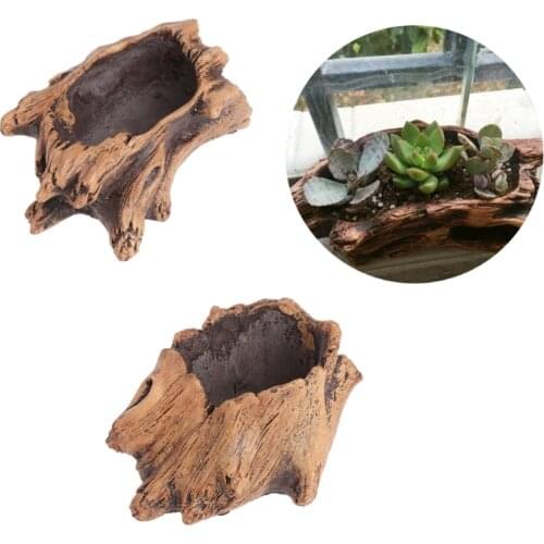 Imitating Wood Flower Cement Planters for Succulents Flowerpots Bonsai Decor