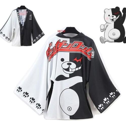 Anime Danganronpa Cute Monokuma Chiffon Cloak Cosplay Costume Japanese Kimono Yukata Daily Casual Haori