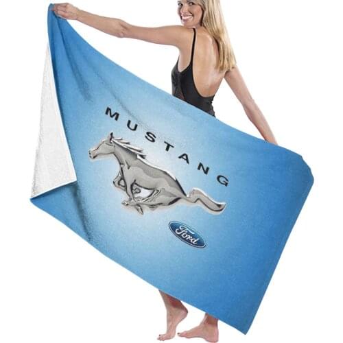 Mustang Gray Car Banner Race Racing swimming Textile Towel Adult Absorbent Bath Towel Robes Towel Microfiber Fabric Towel 130X80