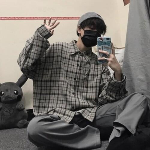 2020 Mens Lattice Printing Long Sleeve Hawaiian Shirt Fashion Clothes Loose Camisa Masculina French Cuff Shirts Plus Size M-XL