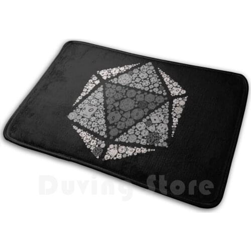 D20 Soft Non-Slip Mat Rug Carpet Cushion Di Dice Dnd Nerd Geek D20 D4 D6 D8 D12 D10 Rpg Black And White Vector