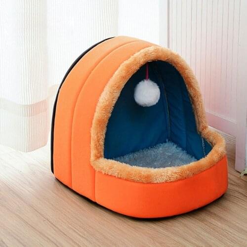 New Pet Dog Cat Bed Puppy House with Toy Ball Warm Soft Pet Cushion Dog Kennel Cat Castle SCI88
