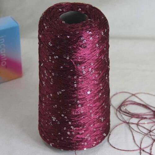 About Sales Pitch 5cm Diameter 3mm 500g Sequi Hand-Knitted C Rochet Handmade Yarn 920_18 Wine Red Silver