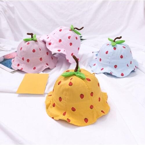 Cute Strawberry Baby Hat Summer Baby Girl Boy Bucket Hat Infant Toddler Outdoor Beach Panama Cap Kids Baby Sun Hat