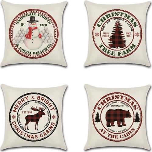 2pcs Christmas Postmark Animal Silhouette theme Throw Pillow bear elk Cushion Cover Car Home Sofa Decorative Pillowcase for home