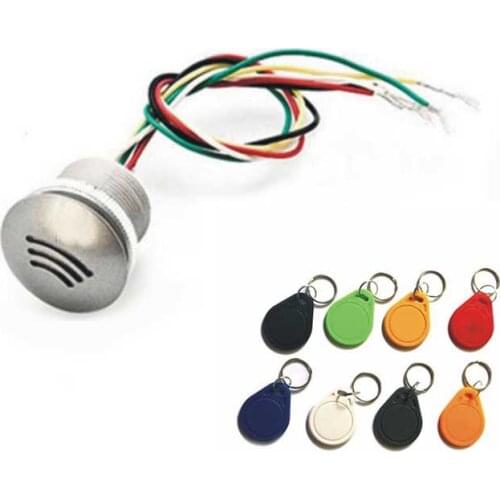 Mini 13.56MHZ/125Khz WG26/34 Interface Access Control Reader Metal Fire & Water Proof RFID Promixity Card Reader With 8*Keyfobs