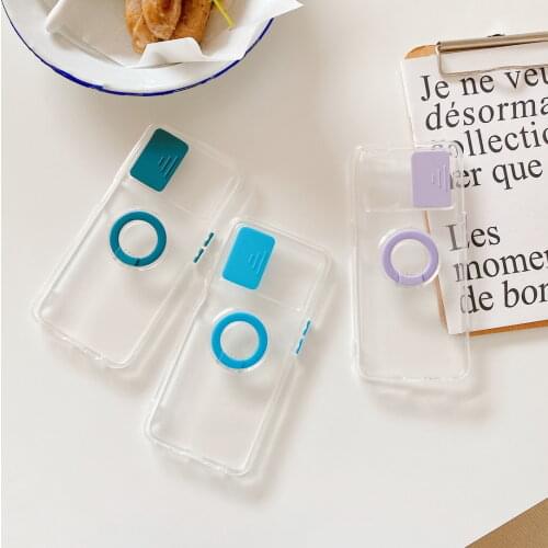 Slide Camera Lens Protection Case for OPPO A54 5G A74 A93 A15 A15S A72 A52 A53 A33 A9 A5 2020 case Soft Ring Holder Stand Cover